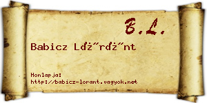 Babicz Lóránt névjegykártya