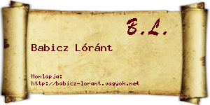 Babicz Lóránt névjegykártya